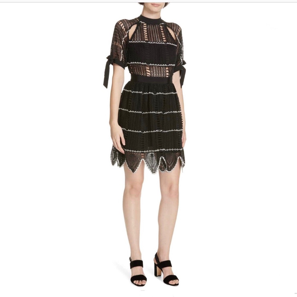 Scallop Hem Crochet Minidress